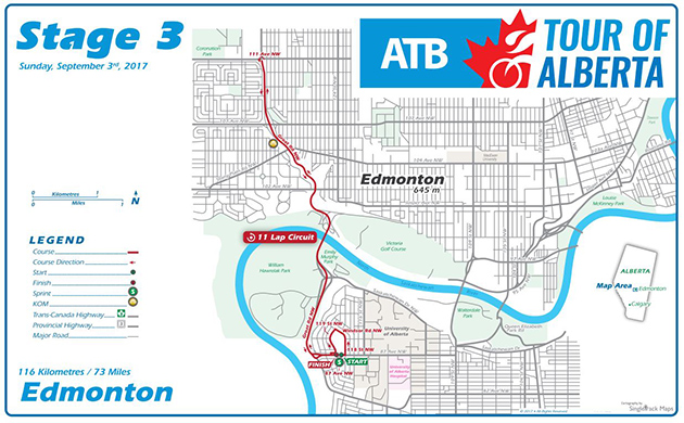 Tour of Alberta stage 3 map